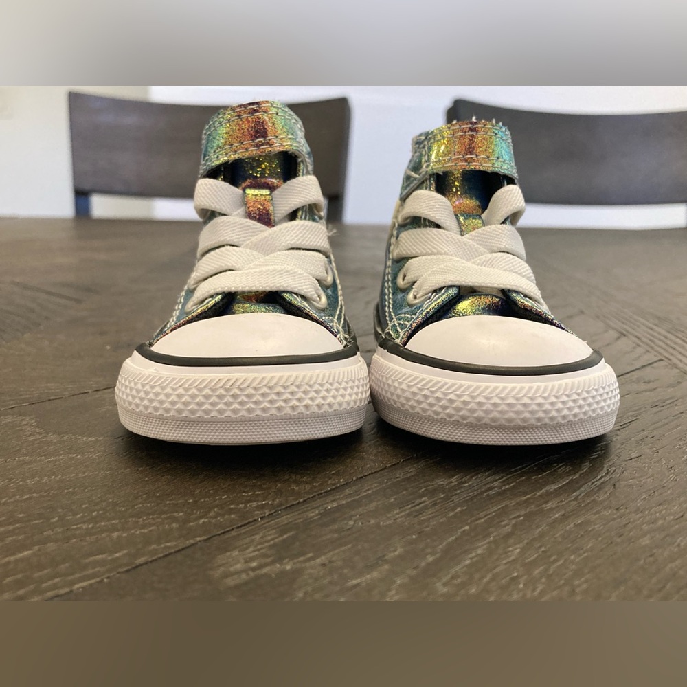 Baby Infant Converse Holographic Multicolor Slip On High Top Sneakers Size 2 - Picture 4 of 7